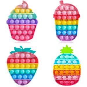 4 Pack Macaron Mini Pop Easter Pack Fidget Small Toys, Cute Fidget Popper Toy